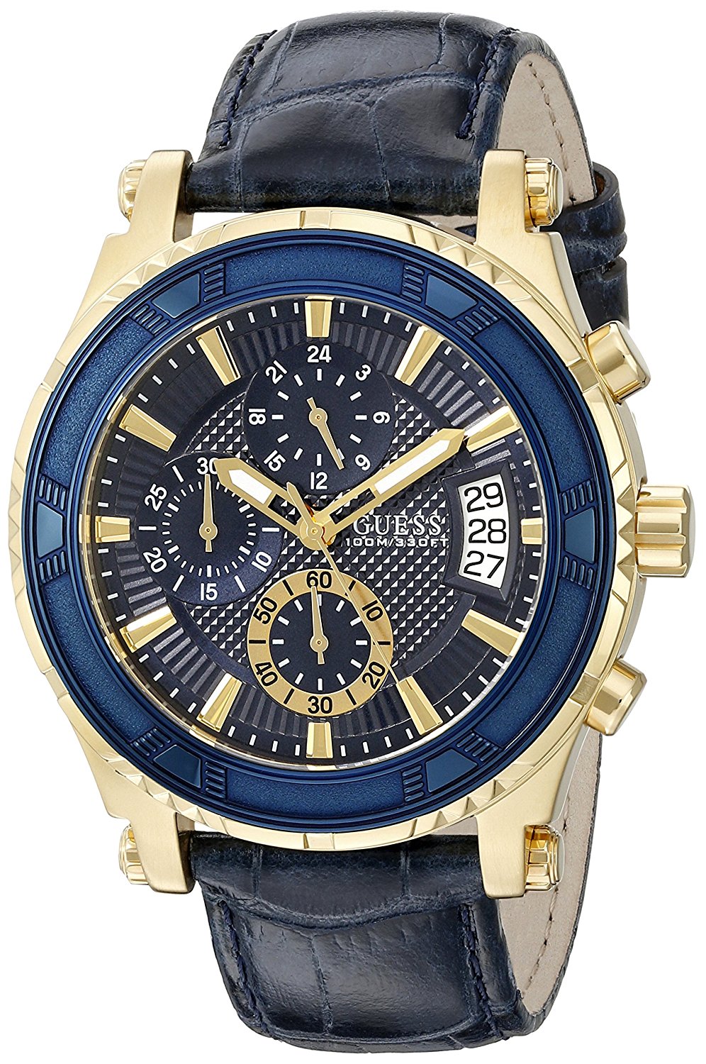 Guess Watches : U0673G2 Blue Dial Measures Seconds Chronograph Luminous Men Watch