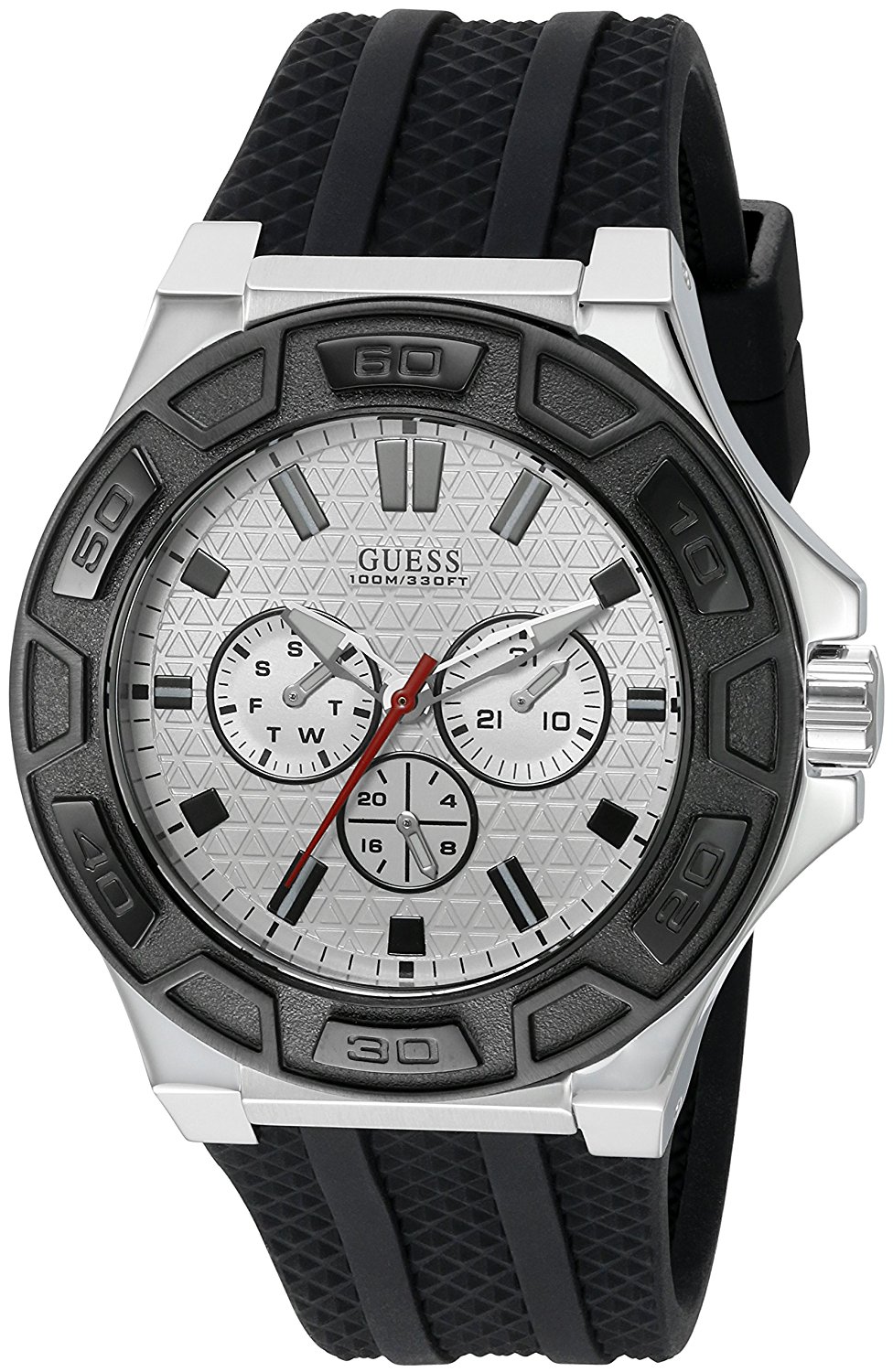 Guess Watches : U0674G3 Quartz Multifunction Dial Black Silicone Men Watch