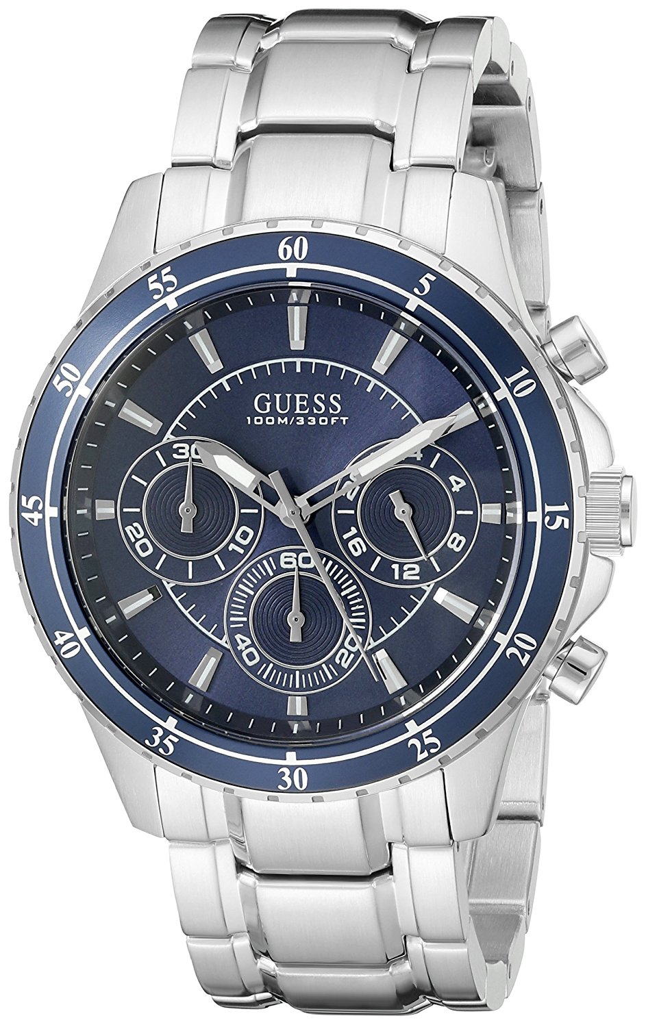 Guess Watches : U0676G2 Blue Dial Metal Band Men Watch