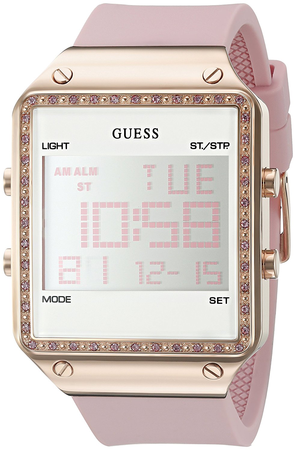 Guess Watches : U0700L2 Quartz Digital Pink Silicone Women Watch