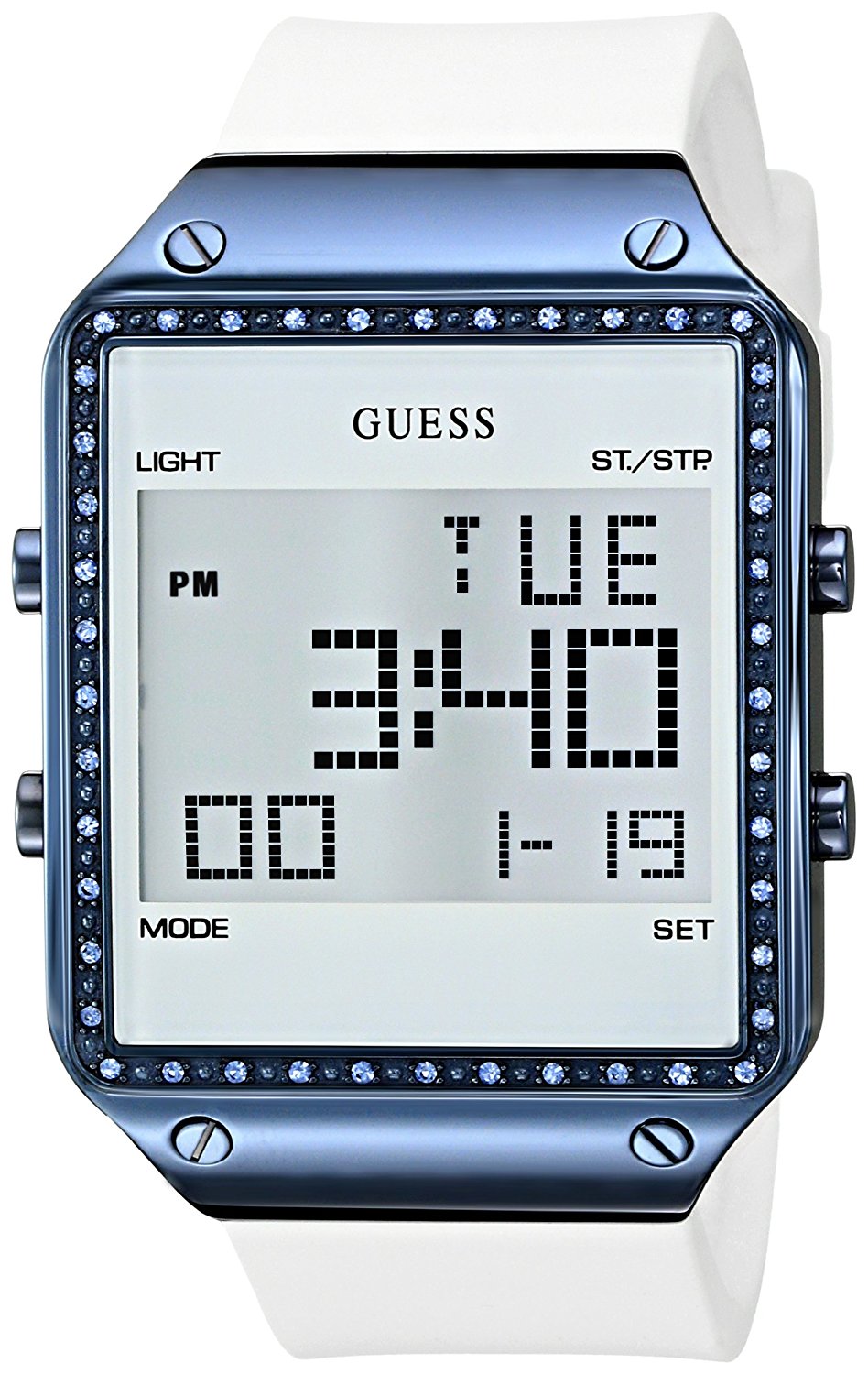 Guess Watches : U0700L3 Quartz Digital White Silicone Women Watch