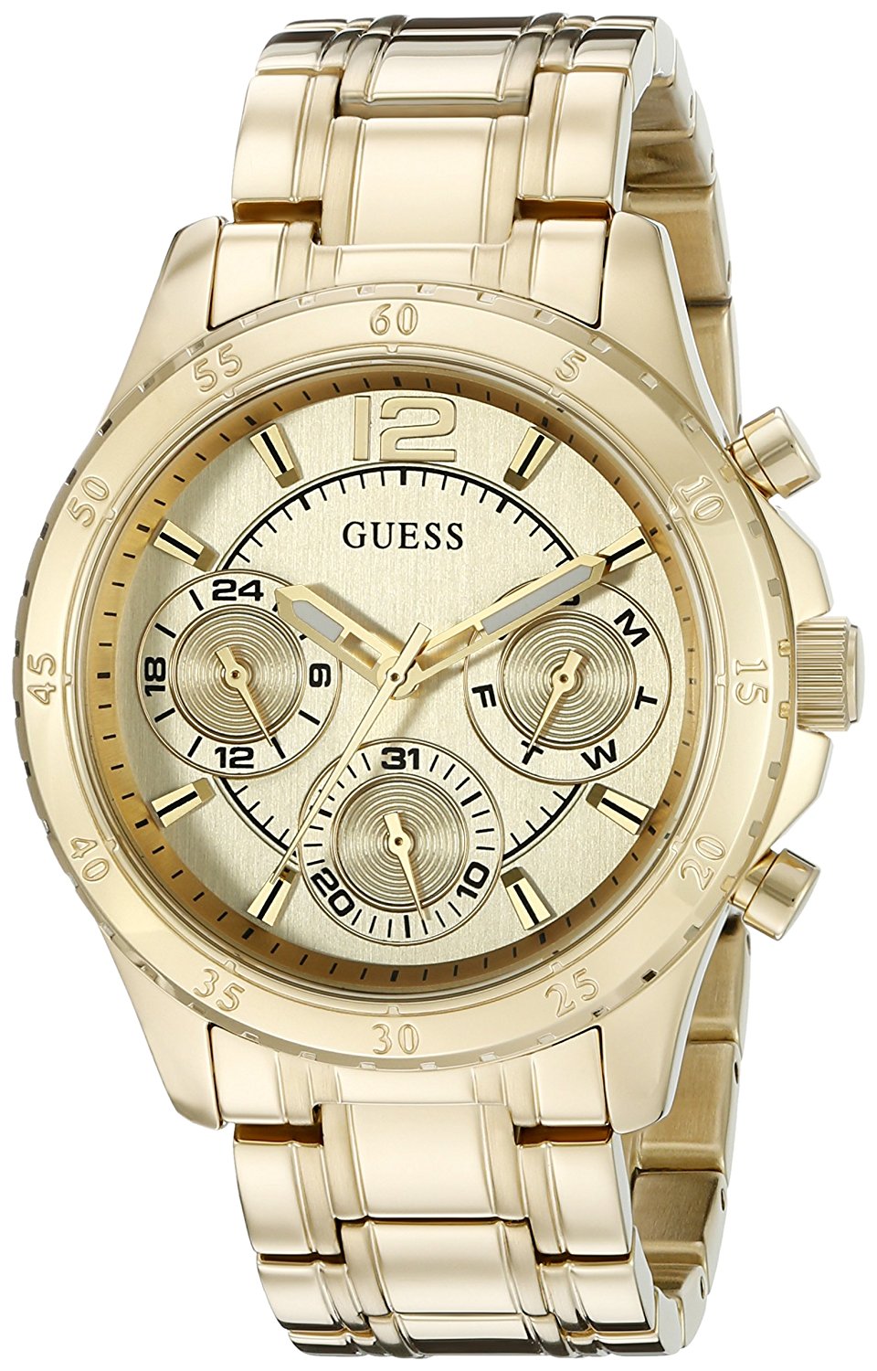 Guess Watches : U0704L1 Gold Dial Stainless Steel Band Women Watch