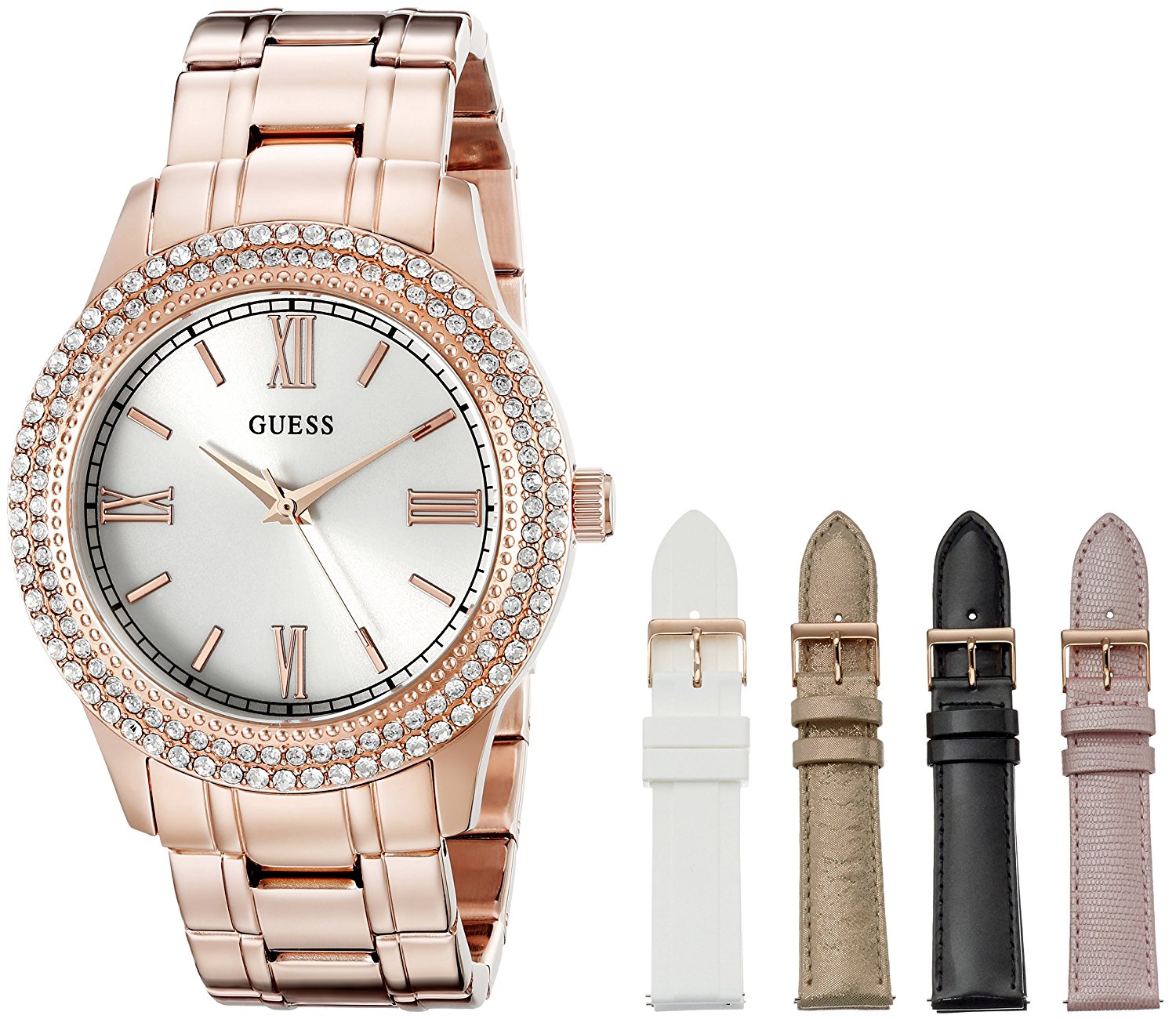 Guess Watches : U0713L3 White Dial Metal Band Women Watch
