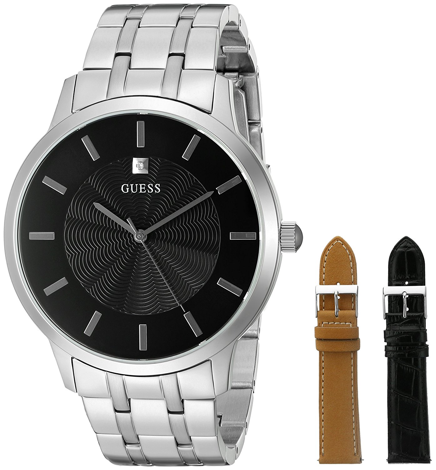 Guess Watches : U0726G1 Quartz Analog Stainless Steel And Interchangeable Leather Set Men Watch