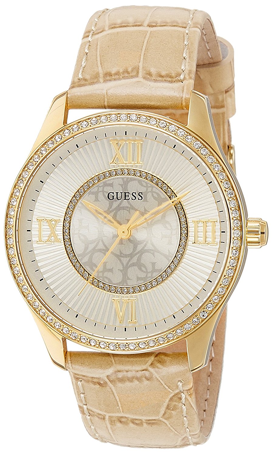 Guess Watches : U0768L2 White Dial Leather Women Watch
