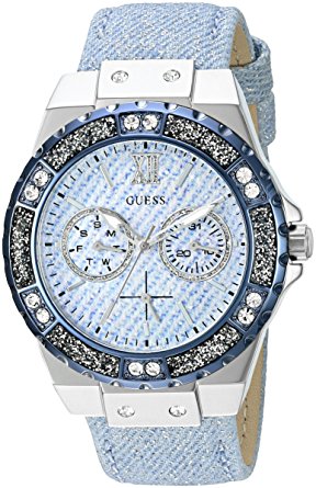 Guess Watches : U0775L1 Quartz Multifunction Dial Blue Leather Women Watch