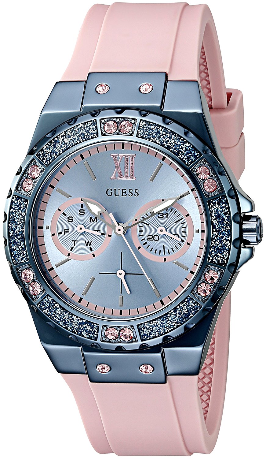 Guess Watches : U0775L5 Quartz Multifunction Dial Pink Silicone Women Watch