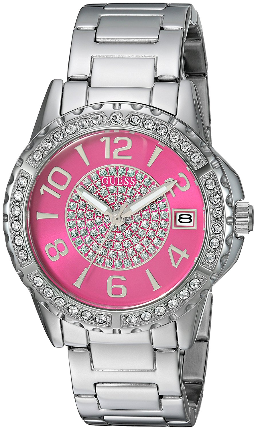 Guess Watches : U0779L5 Pink Dial Stainless Steel Band Women Watch