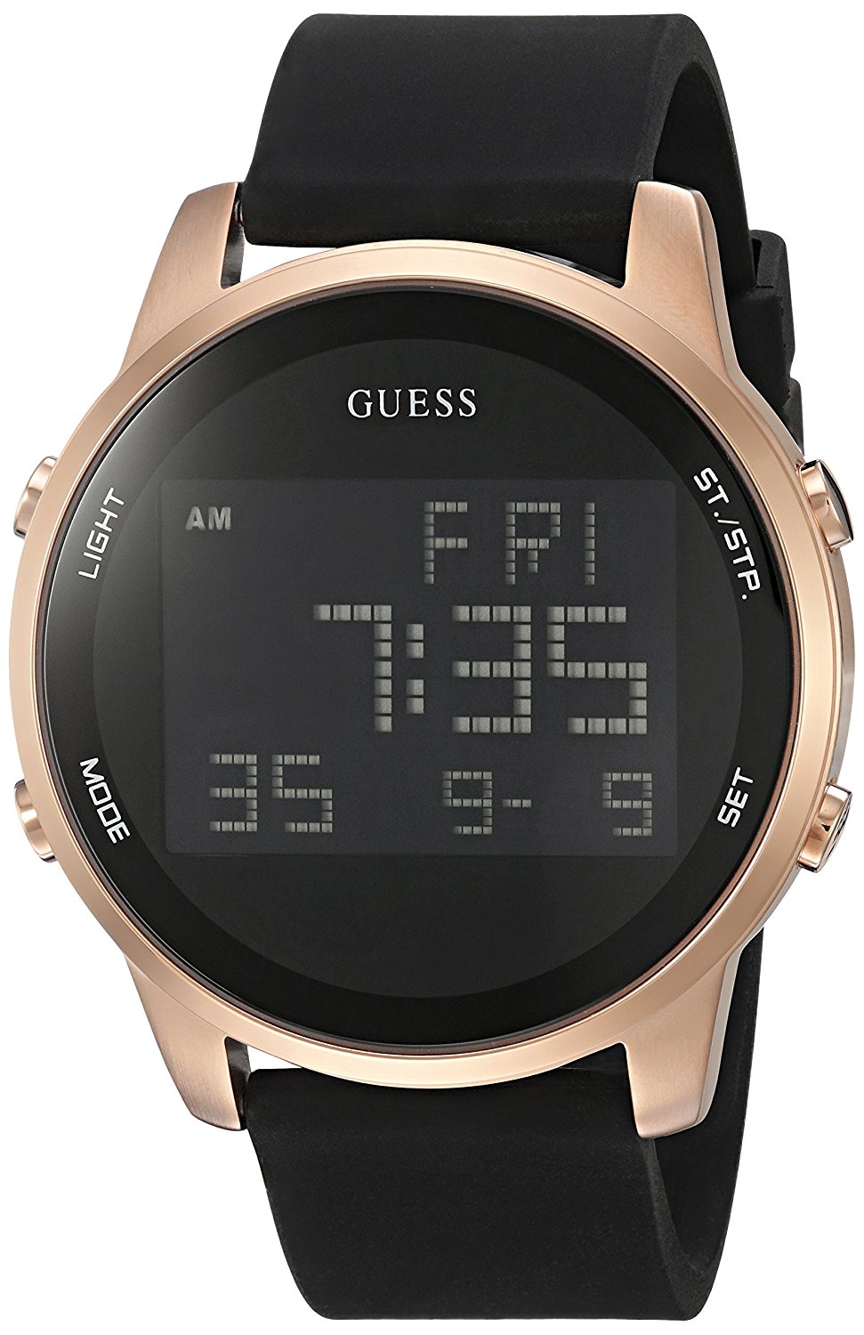 Guess Watches : U0787G2 Quartz Digital Black Silicone Men Watch