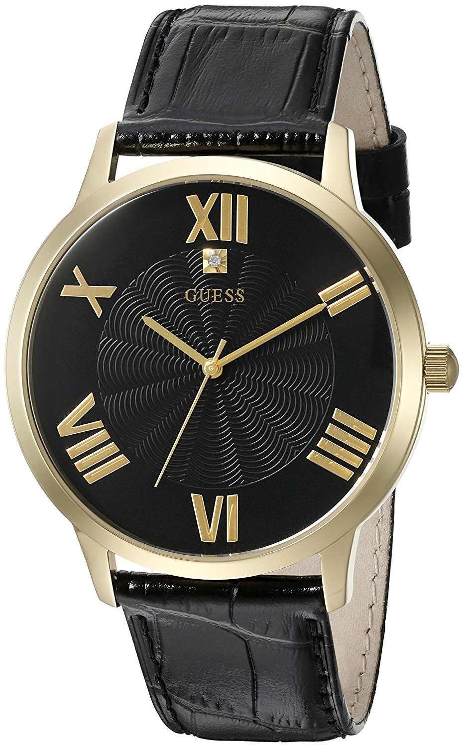 Guess Watches : U0794G1 Quartz Analog Black Leather Men Watch