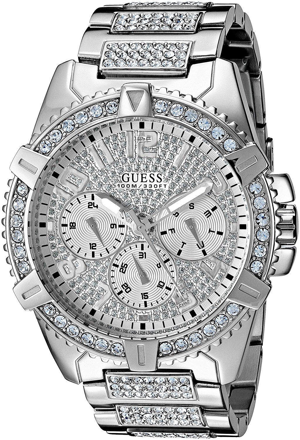 Guess Watches : U0799G1 Silver Dial Stainless Steel Band Men Watch