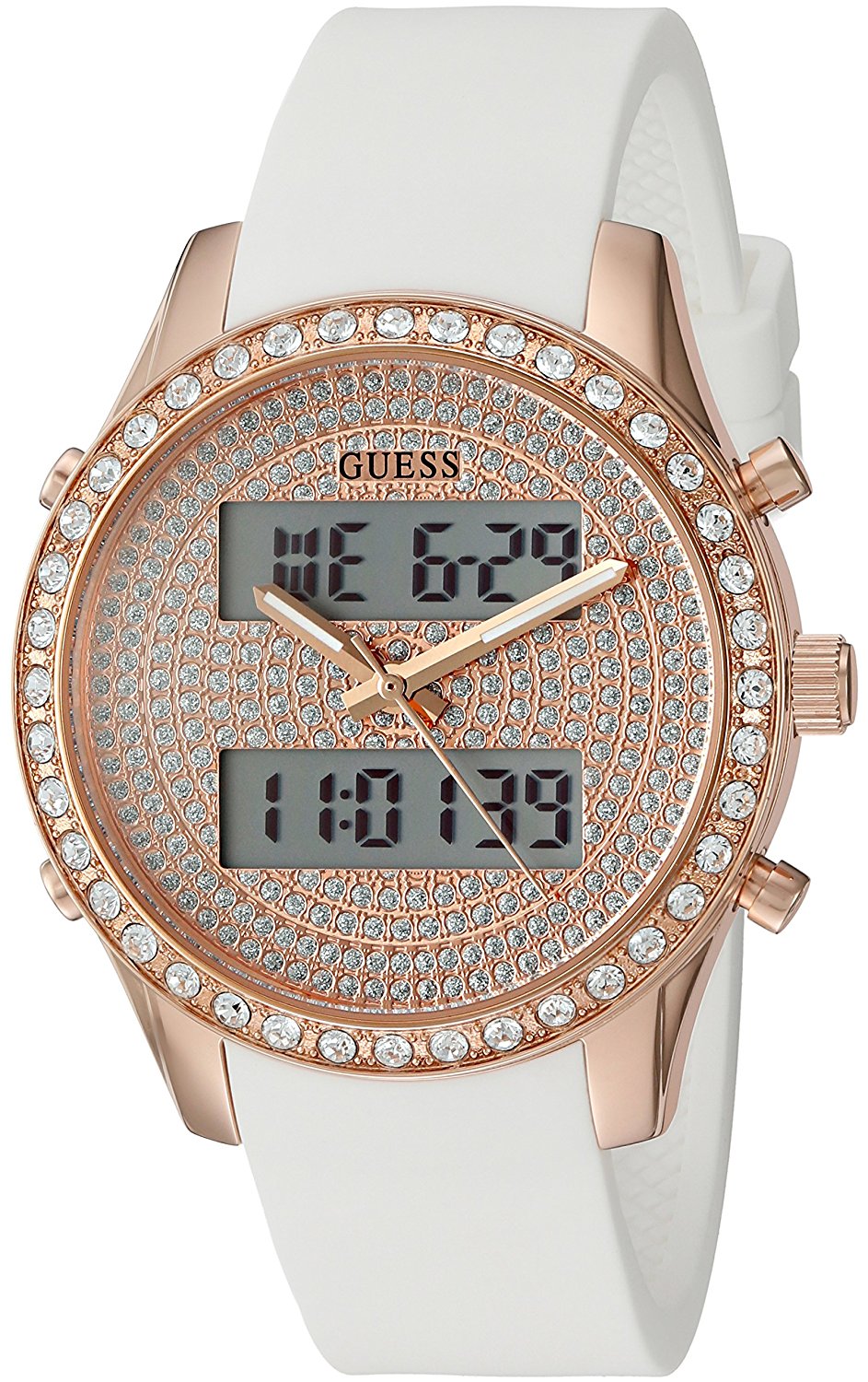 Guess Watches : U0818L3 Quartz Analog and Digital White Silicone Women Watch