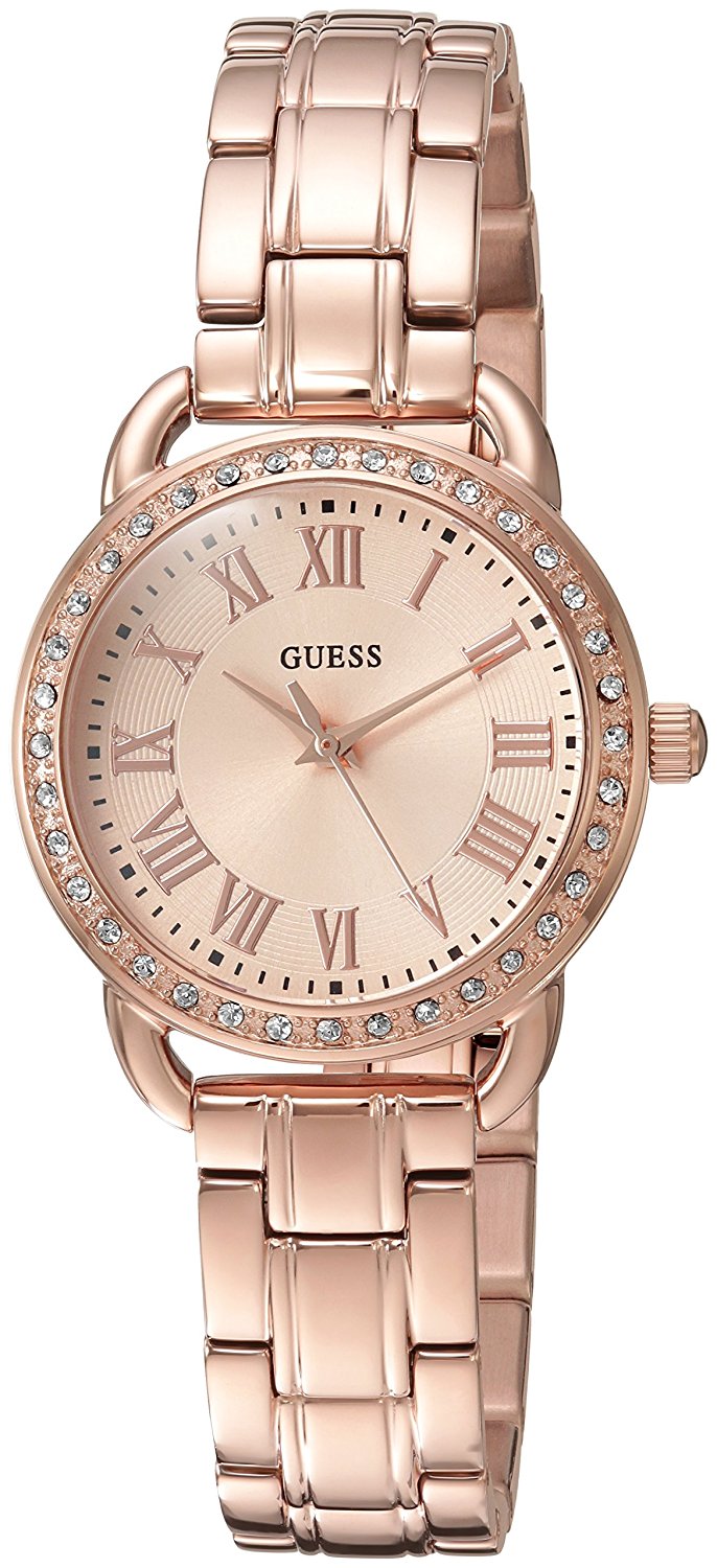Guess Watches : U0837L3 Rose Gold Dial Metal Band Women Watch