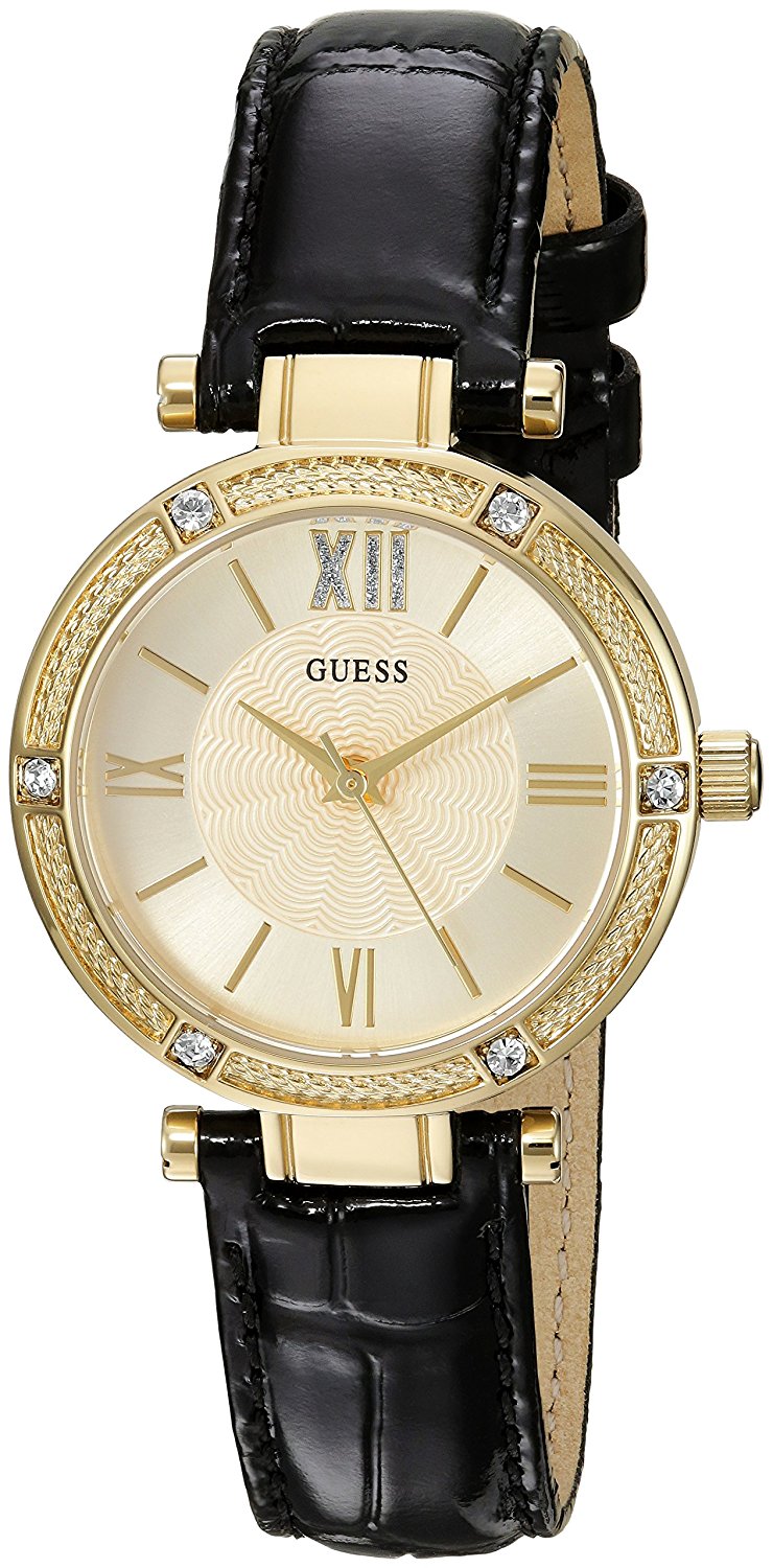 Guess Watches : U0838L1 Quartz Analog Black Leather Women Watch