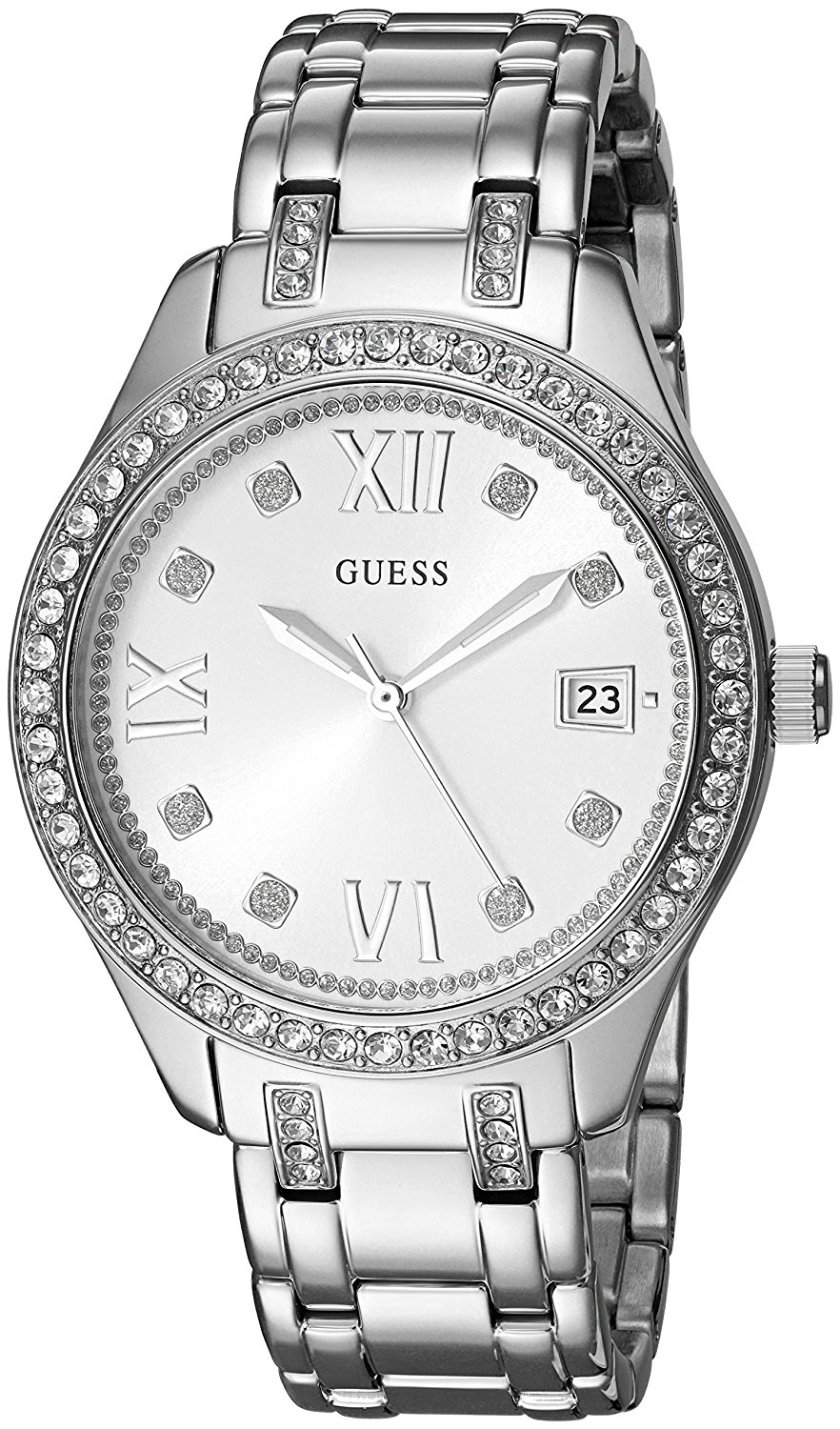 Guess Watches : U0848L1 White Dial Metal Band Women Watch