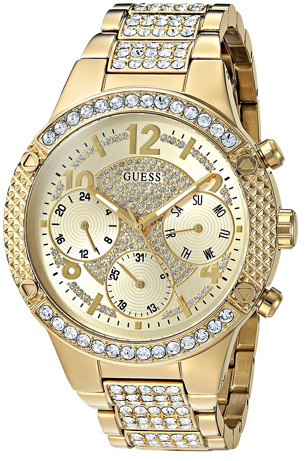 Guess Watches : U0850L2 Quartz Analog Crystal-Accented Bezel Gold Tone Stainless Steel Women Watch