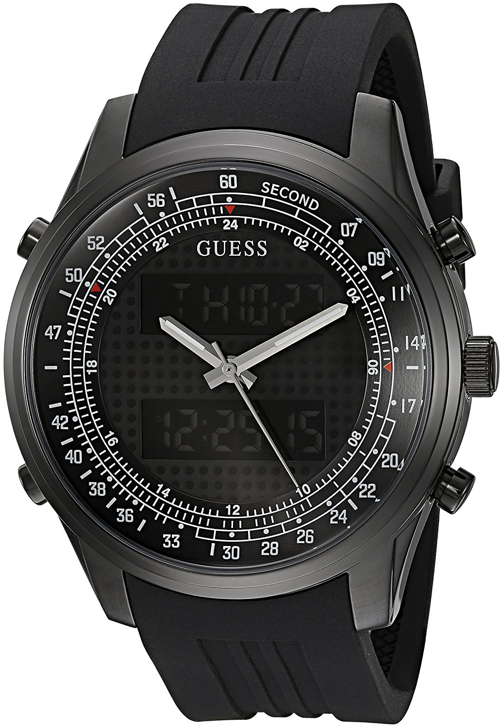 Guess Watches : U0862G2 Quartz Analog and Digital Black Silicone Men Watch