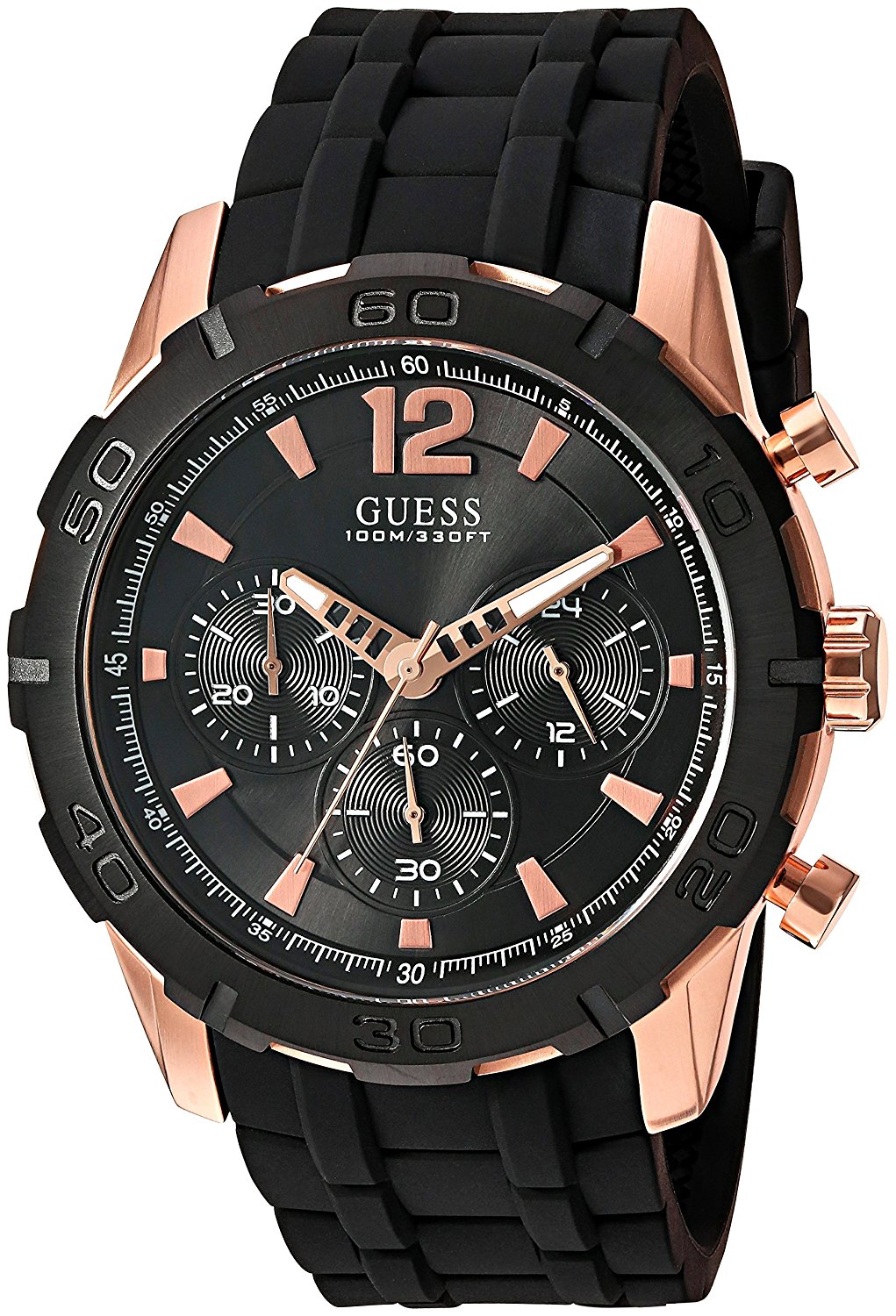 Guess Watches : U0864G2 Quartz Chronograph Black Silicone Men Watch