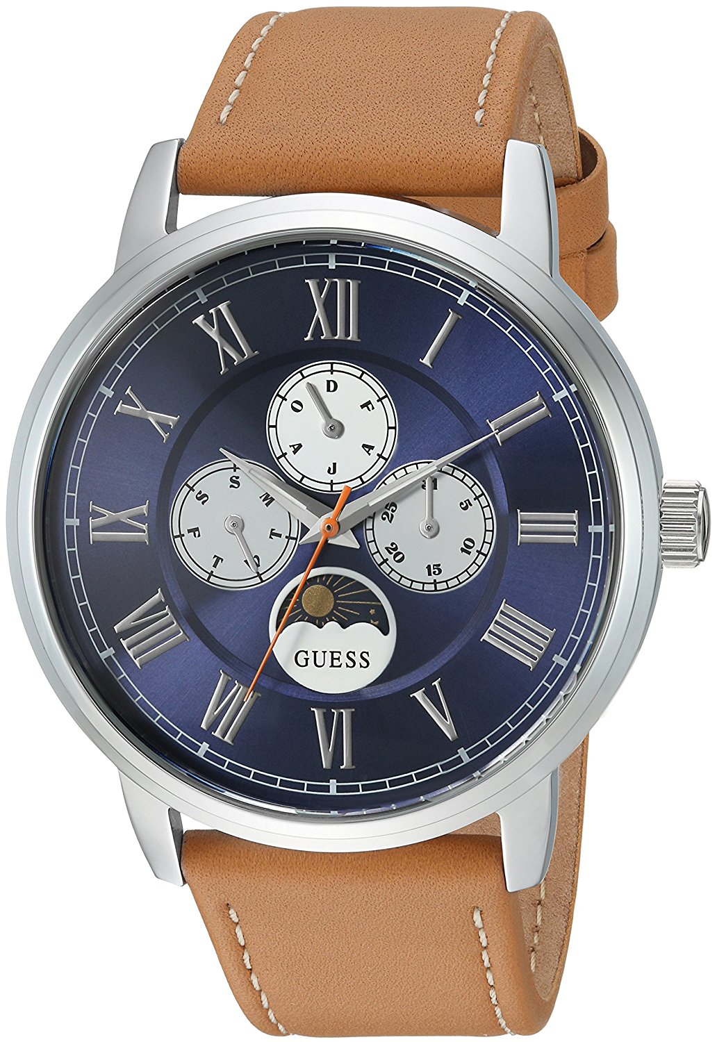 Guess Watches : U0870G4 Quartz Multifunction Dial Brown Leather Men Watch