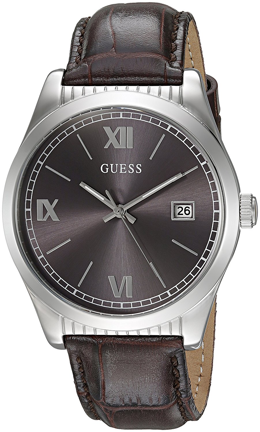 Guess Watches : U0874G1 Quartz Analog Date Brown Leather Men Watch