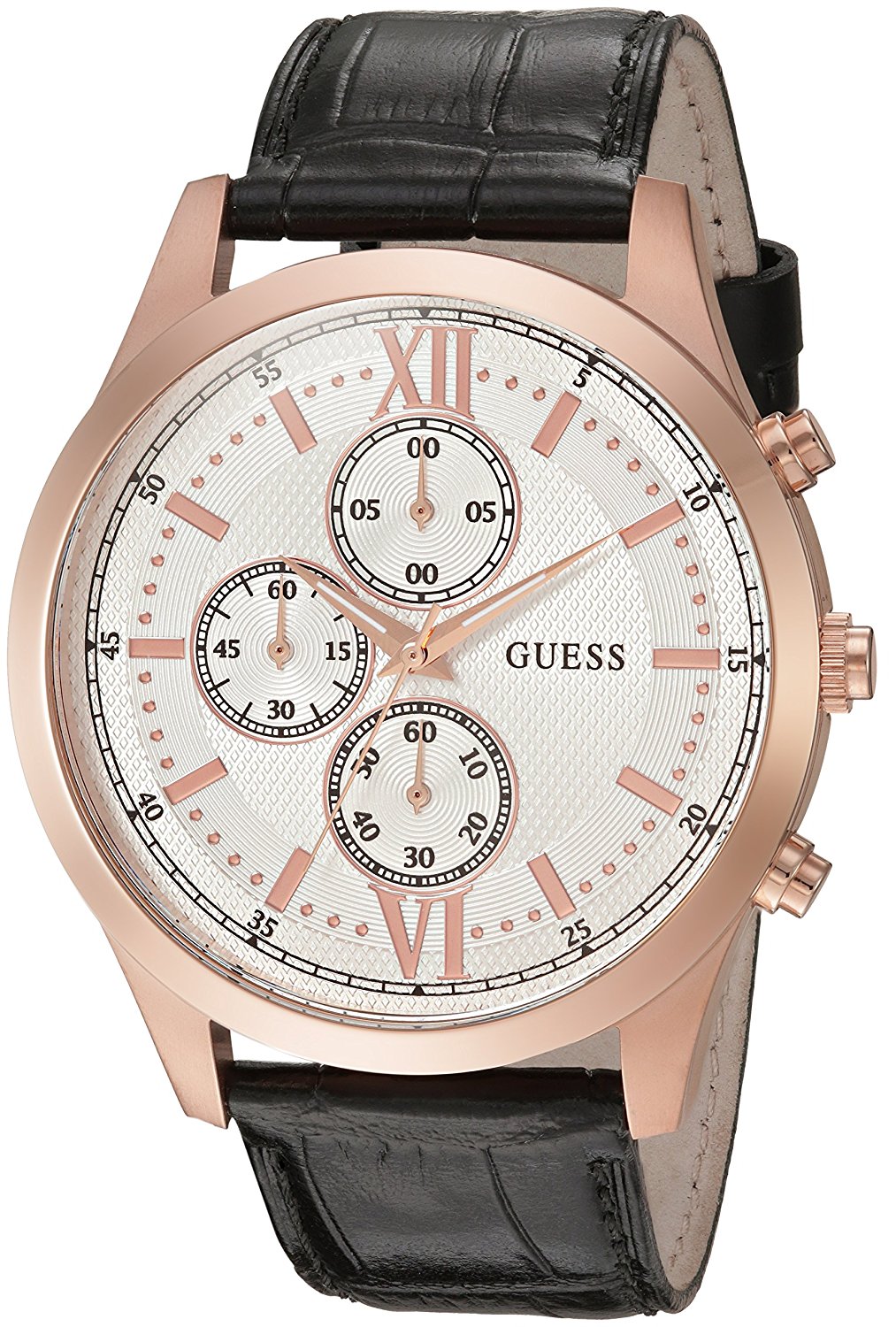 Guess Watches : U0876G2 Quartz Chronograph Black Leather Men Watch