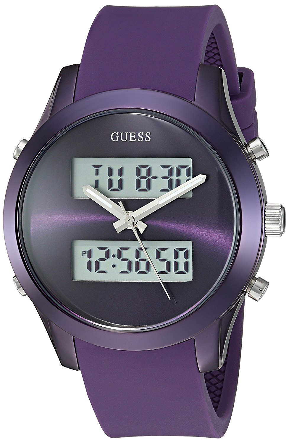 Guess Watches : U0894L5 Quartz Analog and Digital Purple Silicone Women Watch