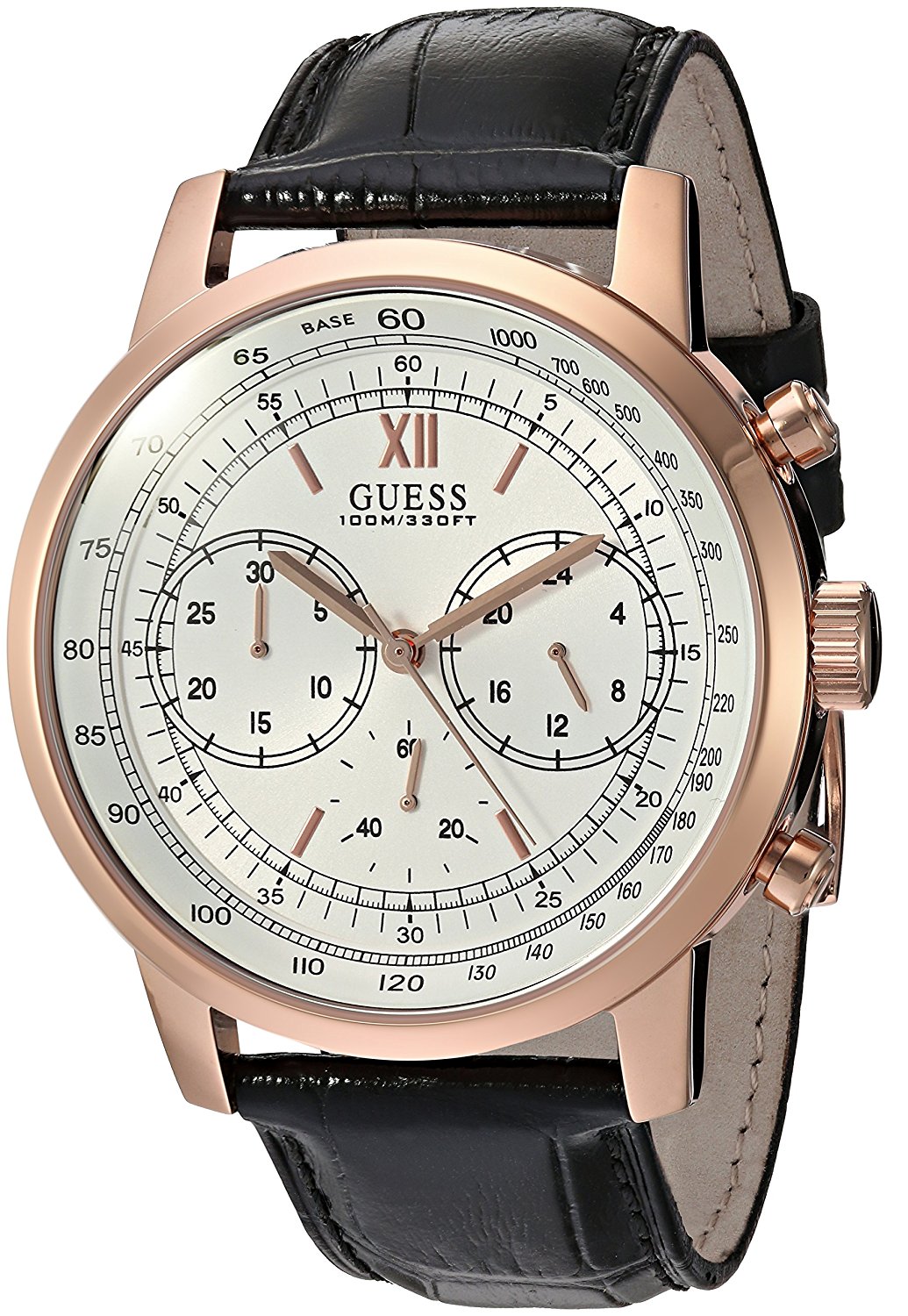 Guess Watches : U0916G2 Quartz Chronograph Black Leather Men Watch