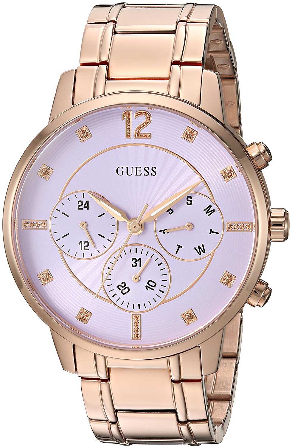 Guess Watches : U0941L7 Purple Dial Stainless Steel Band Women Watch