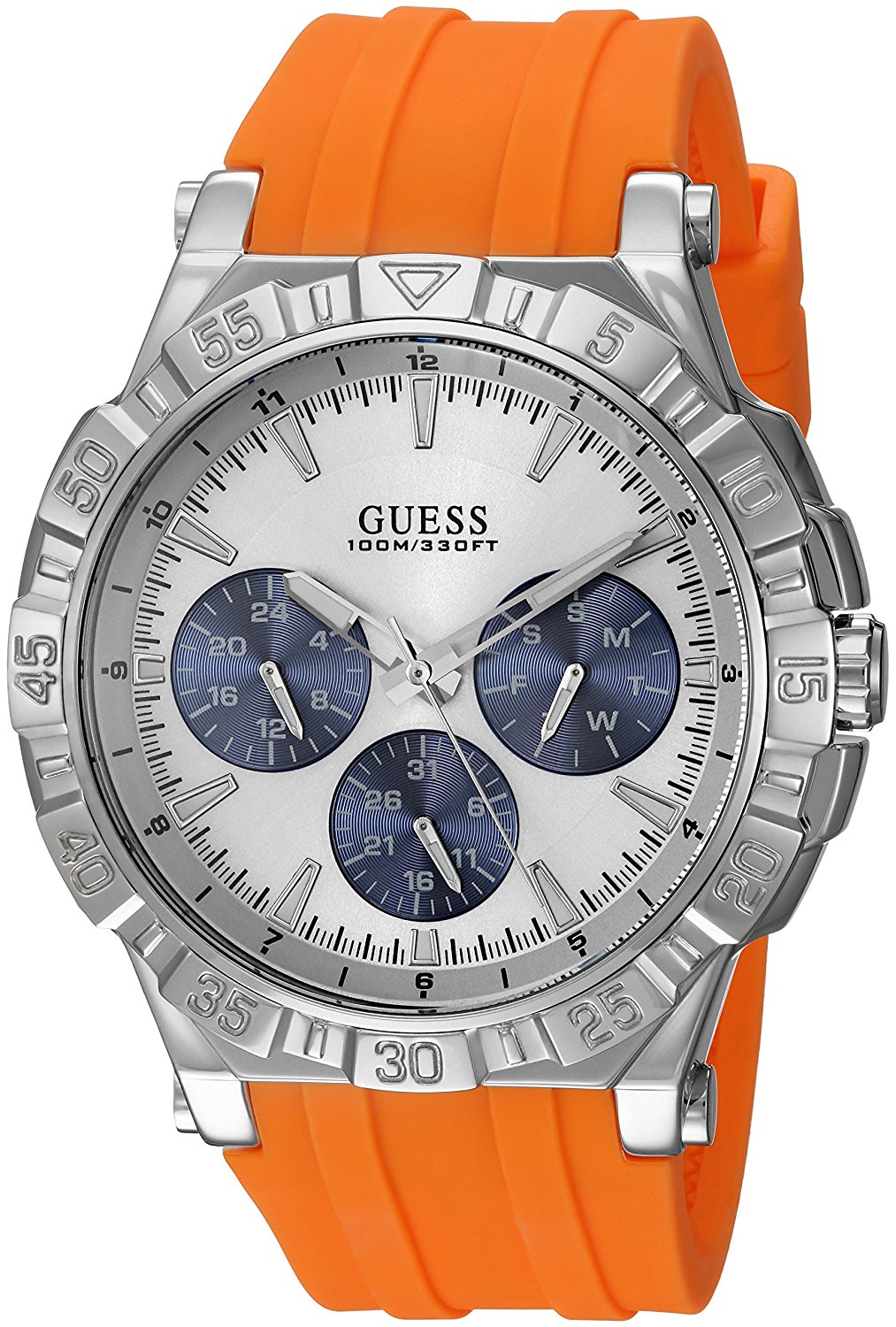 Guess Watches : U0966G1 Quartz Multifunction Dial Orange Silicone Men Watch