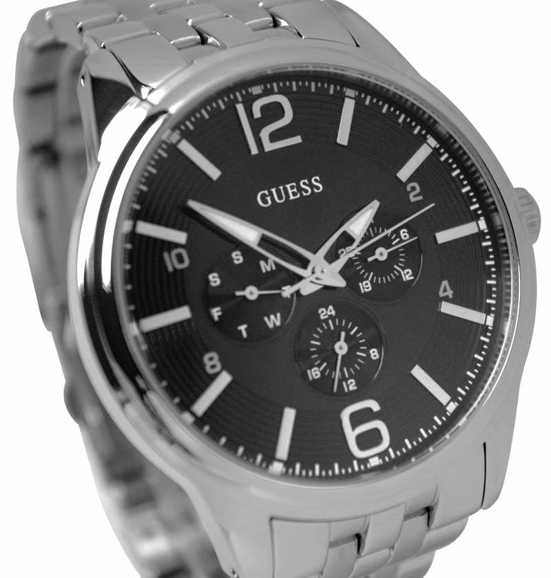 Guess Watches : U11685G2 Quartz Black Dial Stainless Steel Case And Bracelet Men Watch