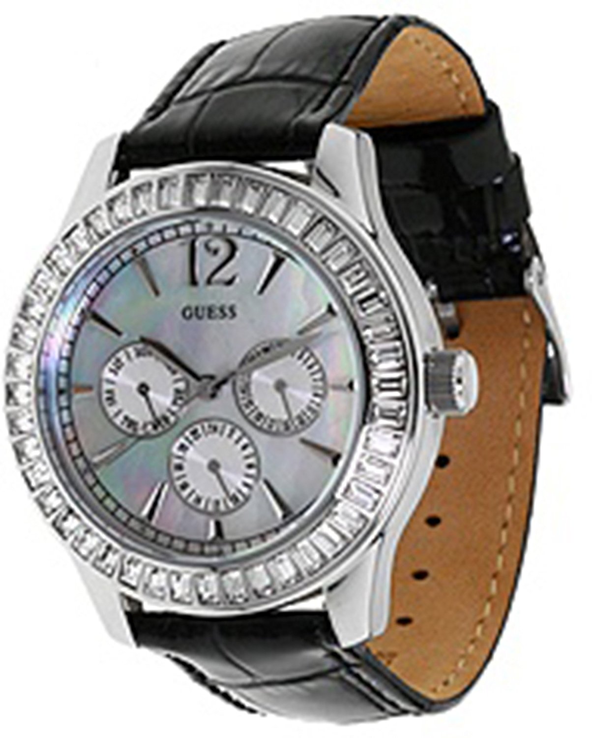 Guess Watches : U12545L5 Silver Dial Pig Skin Leather Band Women Watch