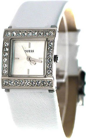 Guess Watches : U75023L1 Silver Dial Leather Band Women Watch