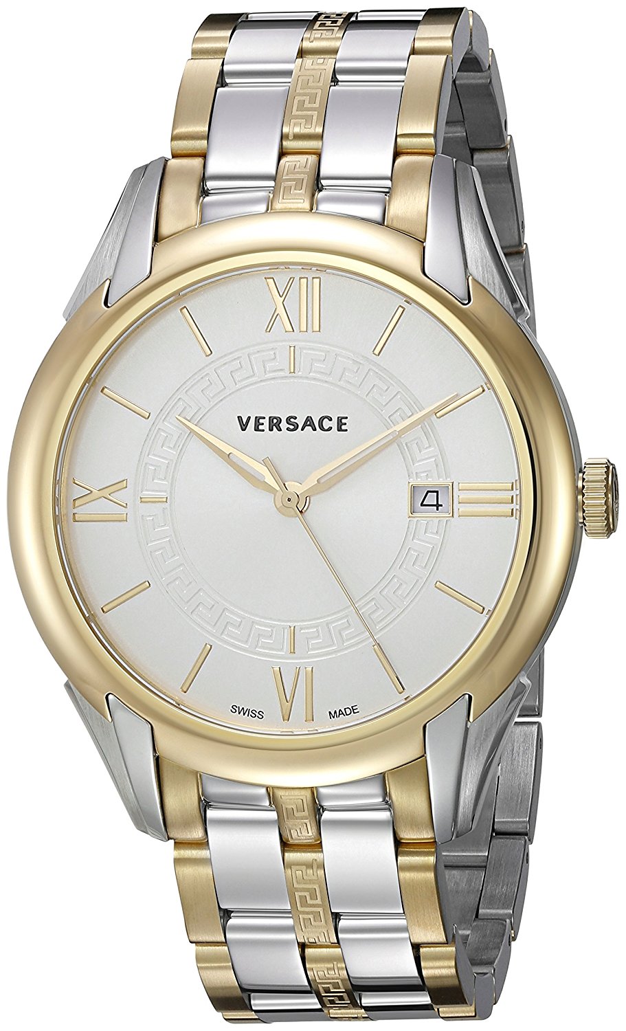 Versace Watches : V10070015 Silver Dial Stainless Steel Band Men Watch