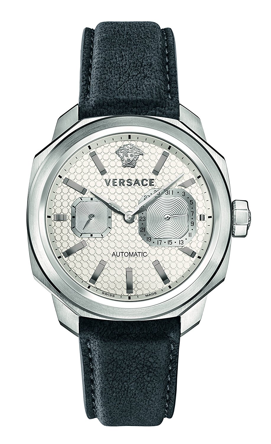 Versace Watches : V14010016 Automatic Date Grey Leather Men Watch