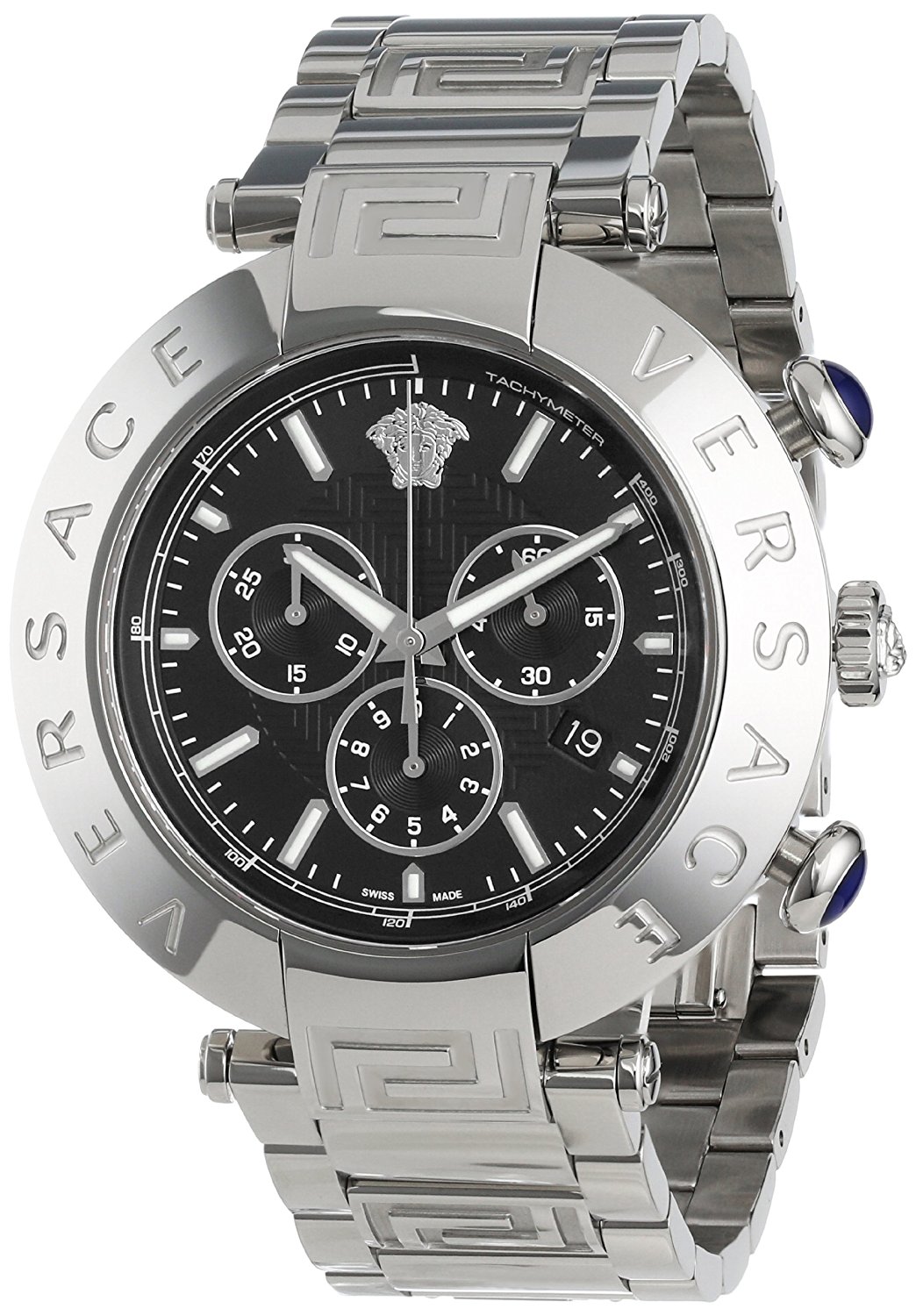 Versace Watches : VA8020013 Black Dial Stainless Steel Band Men Watch