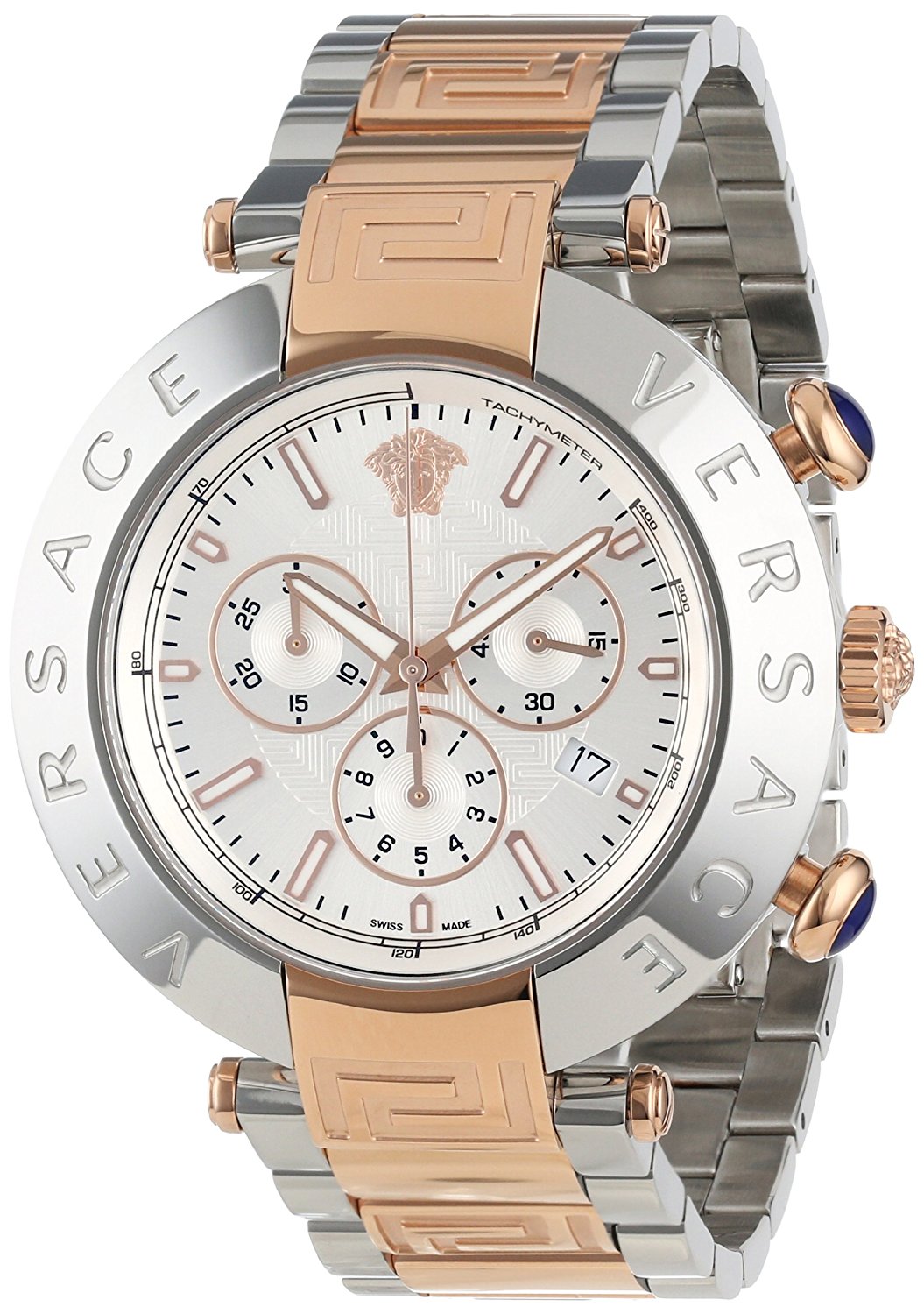 Versace Watches : VA8030013 Silver Dial Stainless Steel Band Men Watch