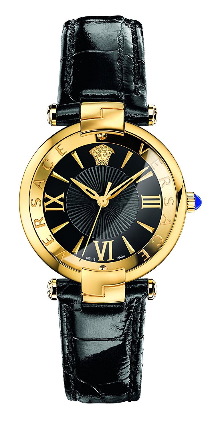 Versace Watches : VAI020016 Quartz Analog Black Leather Women Watch
