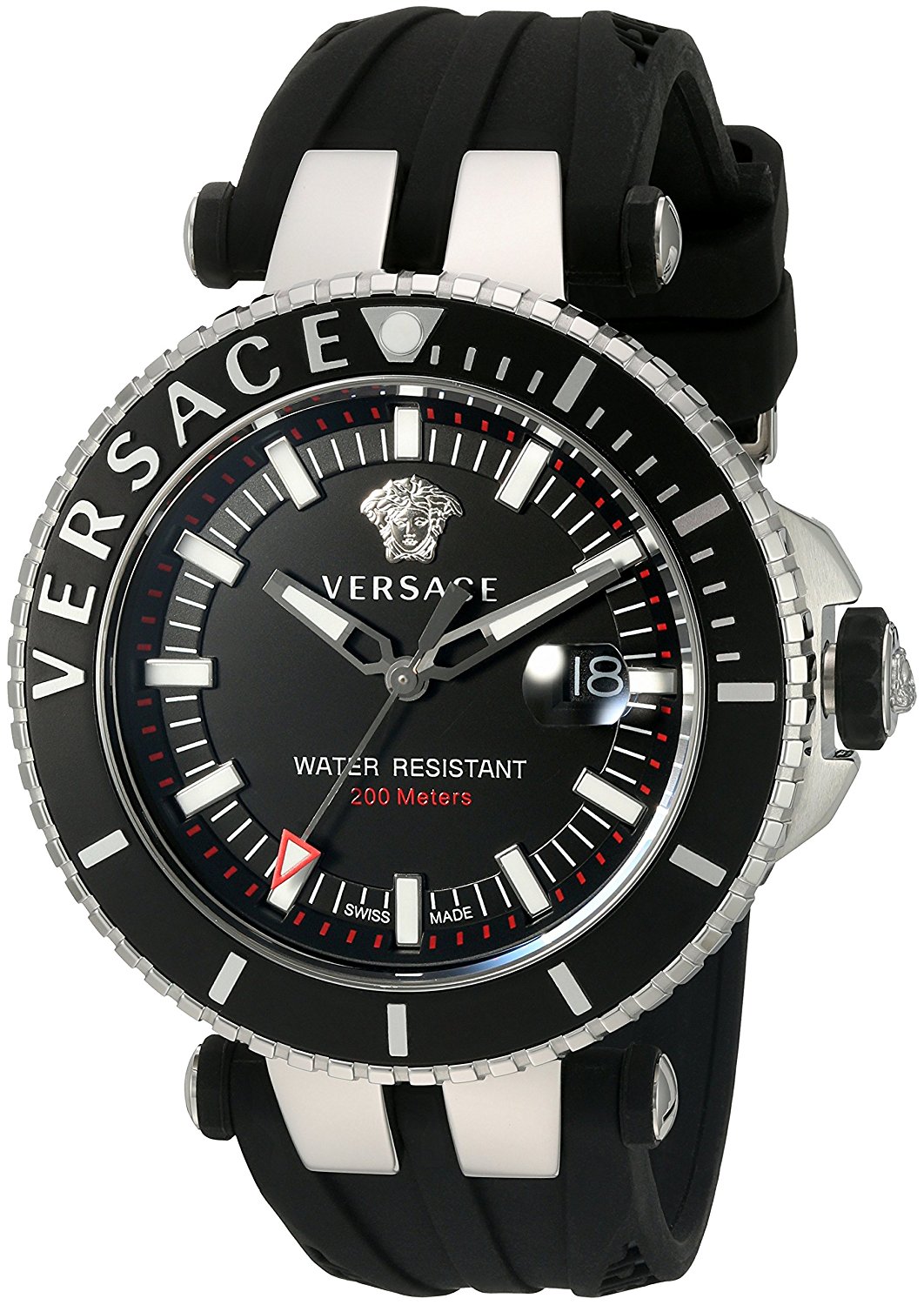 Versace Watches : VAK01-0016 Quartz Analog Date Black Silicone Men Watch