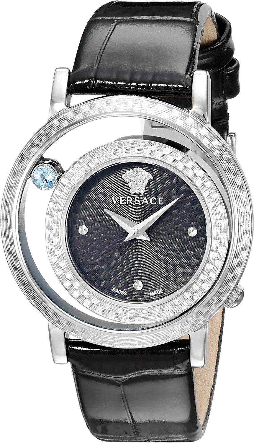Versace Watches : VDA010014 Quartz Analog Black Leather Women Watch