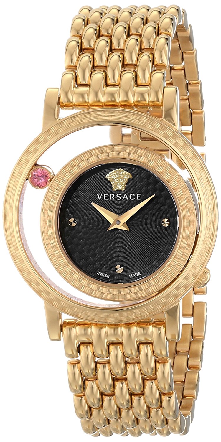 Versace Watches : VDA040014 Black Dial Stainless Steel Band Women Watch
