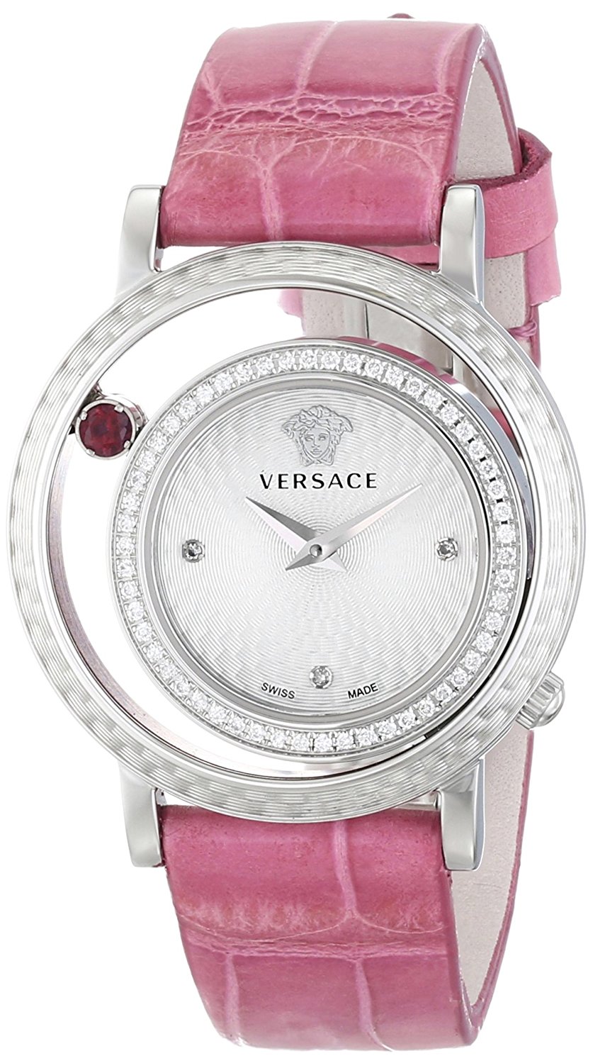Versace Watches : VDA050014 Quartz Analog Diamond Pink Leather Women Watch