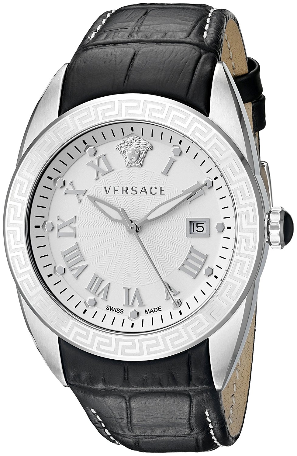 Versace Watches : VFE110015 Quartz Analog Date Black Leather Men Watch