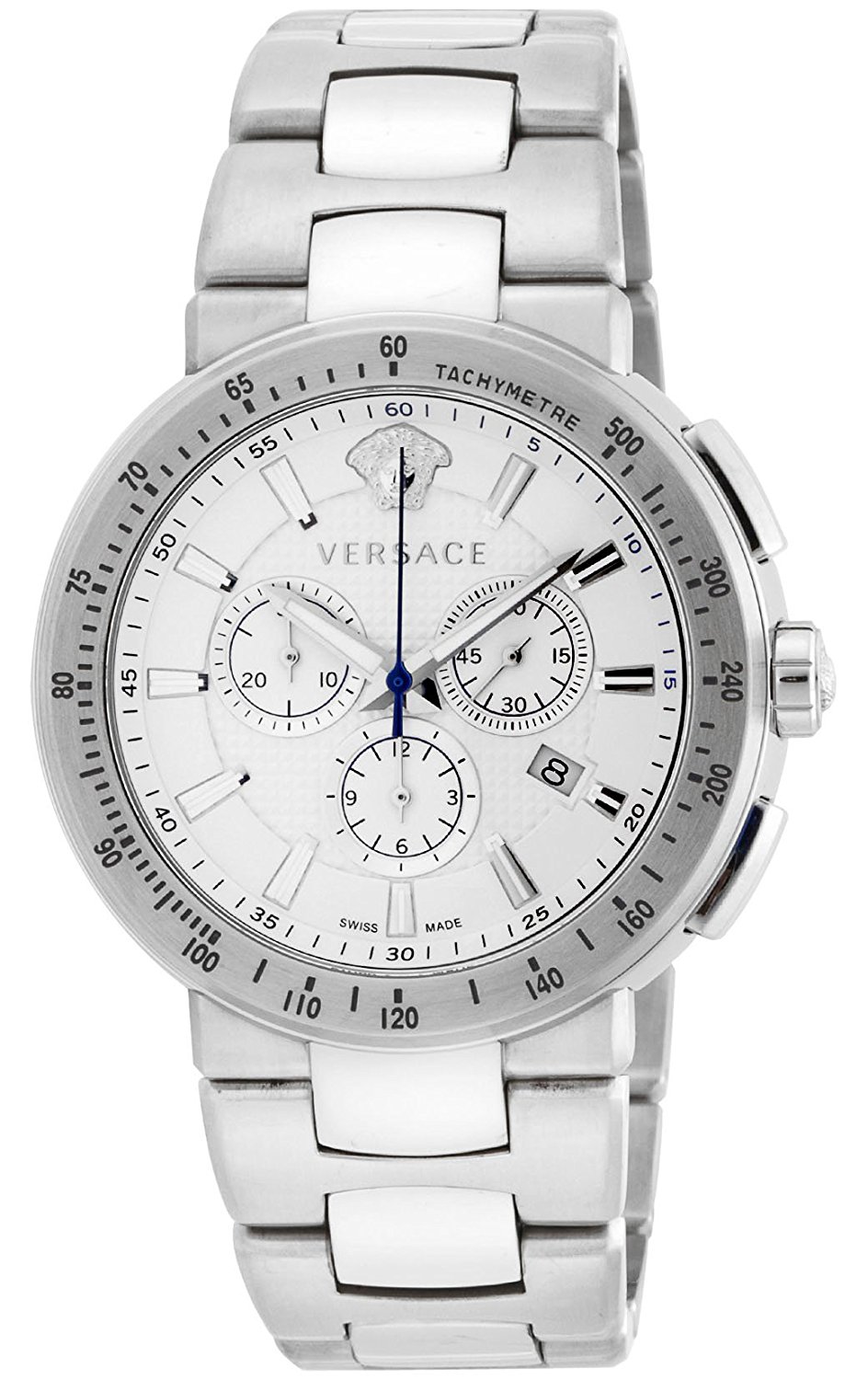 Versace Watches : VFG090013 White Dial Stainless Steel Band Men Watch