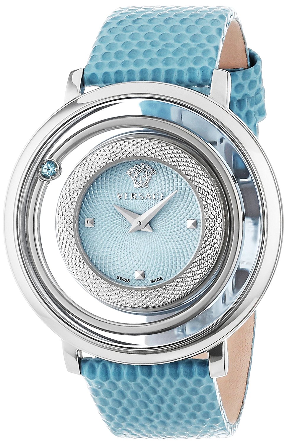 Versace Watches : VFH020013 Quartz Analog Blue Leather Women Watch
