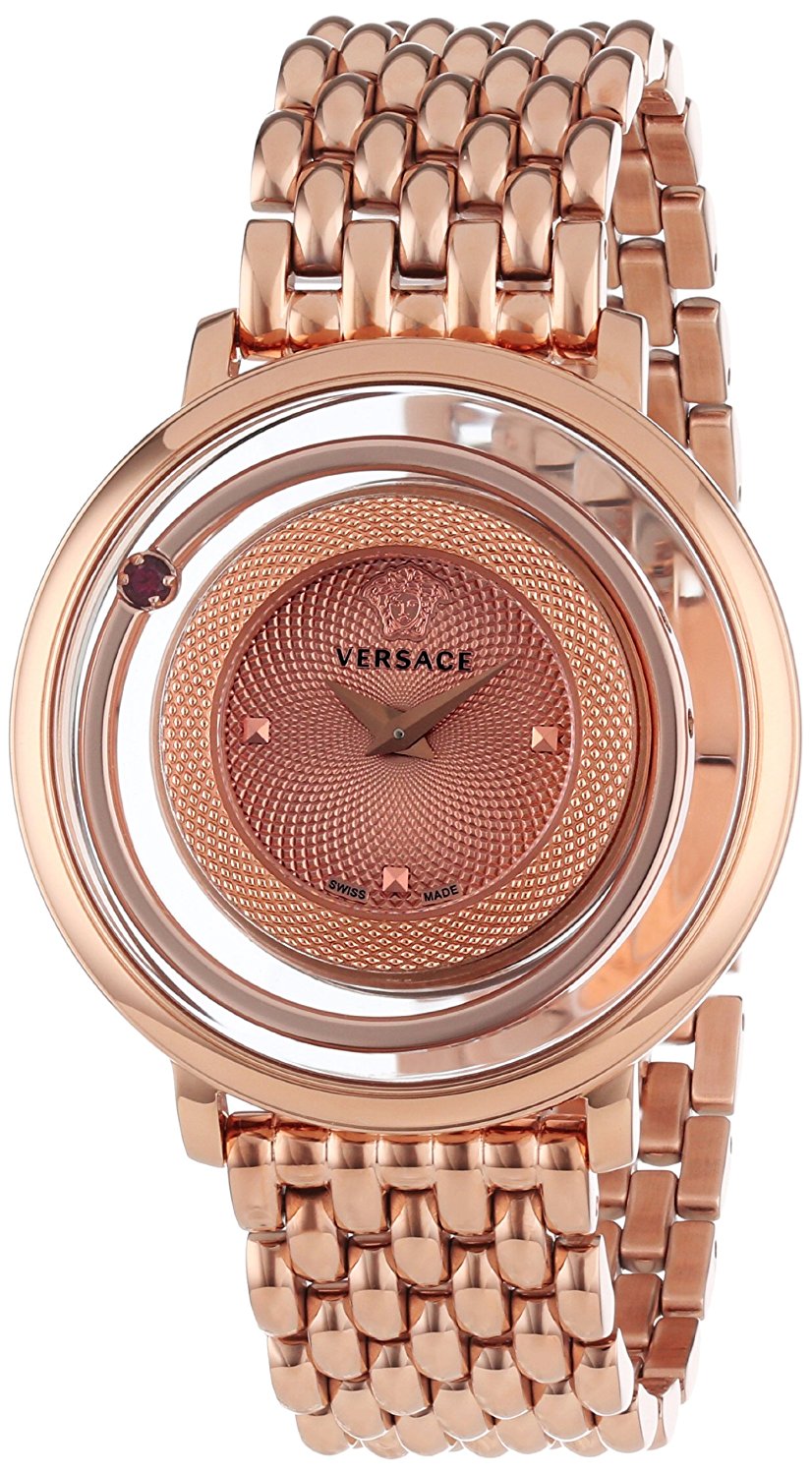 Versace Watches : VFH050013 Gold Dial Stainless Steel Band Women Watch