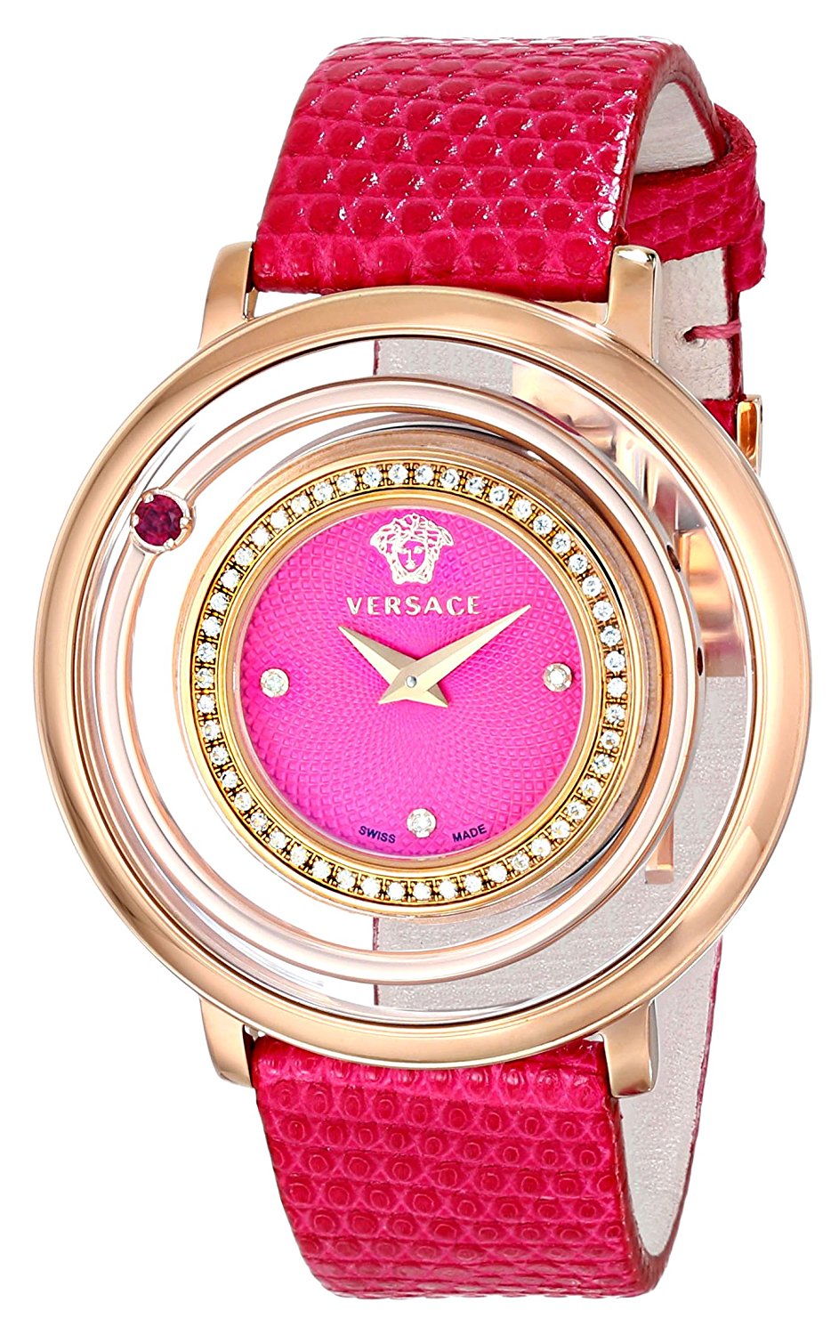 Versace Watches : VFH150014 Quartz Analog Diamond Pink Leather Women Watch