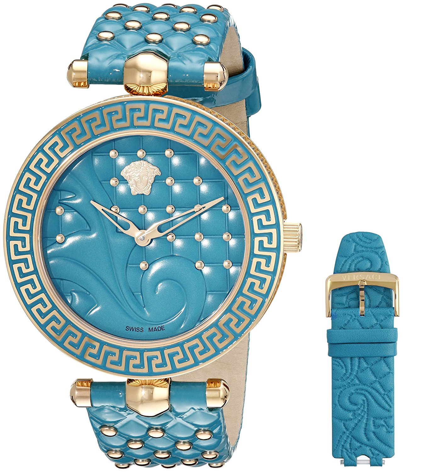 Versace Watches : VK7130014 Quartz Analog Blue Leather Women Watch
