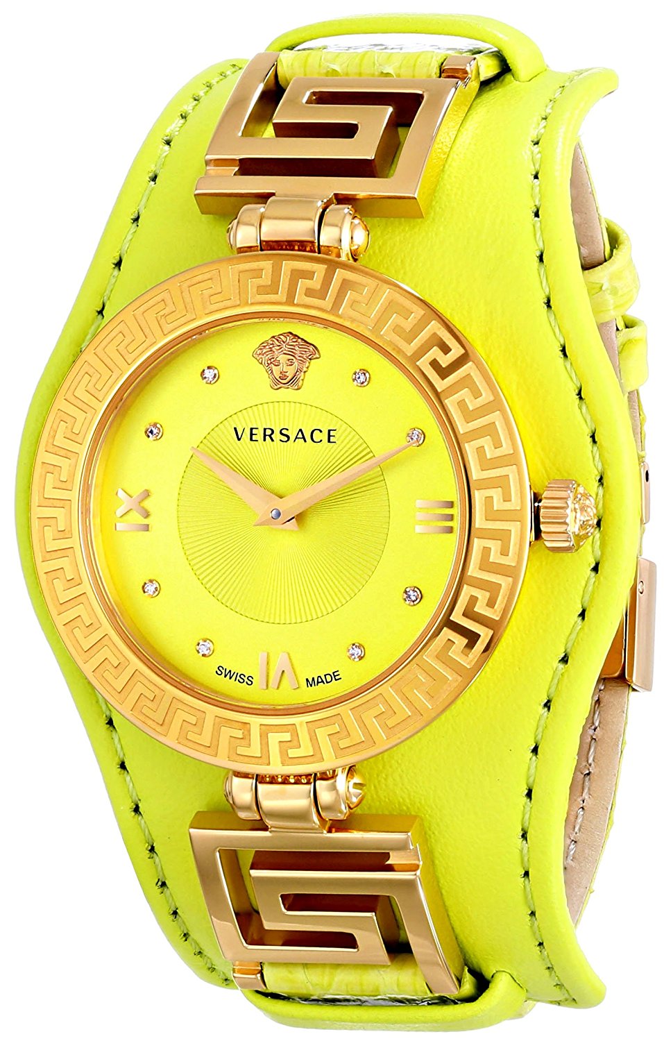 Versace Watches : VLA070014 Quartz Analog Neon Yellow Leather Women Watch