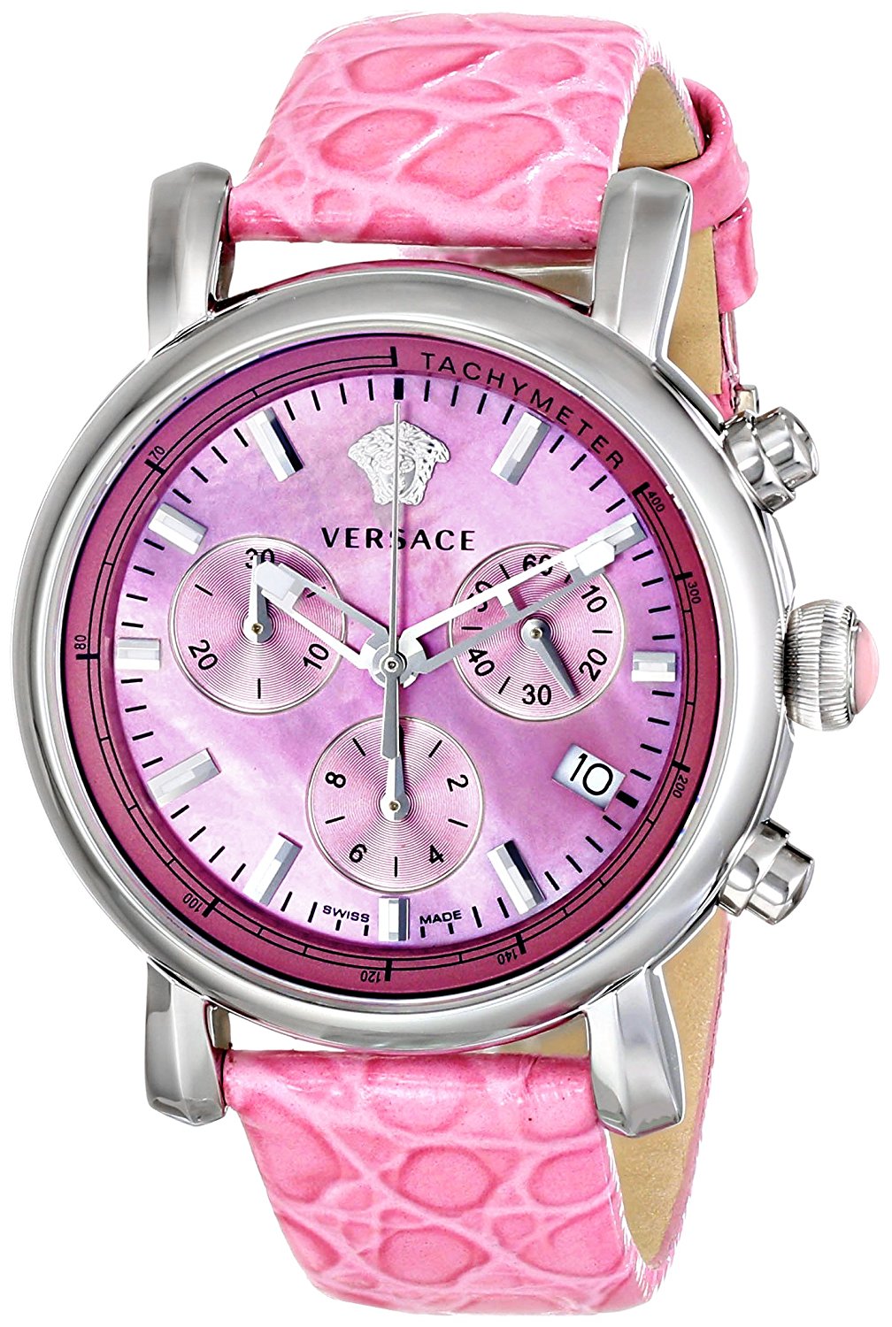 Versace Watches : VLB030014 Quartz Chronograph Date Pink Leather Women Watch