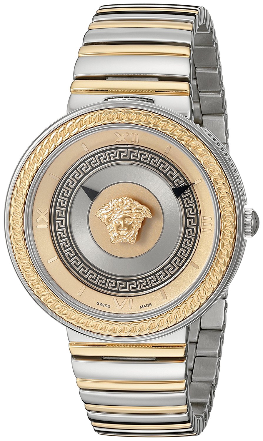 Versace Watches : VLC080014 Gold Dial Stainless Steel Band Women Watch